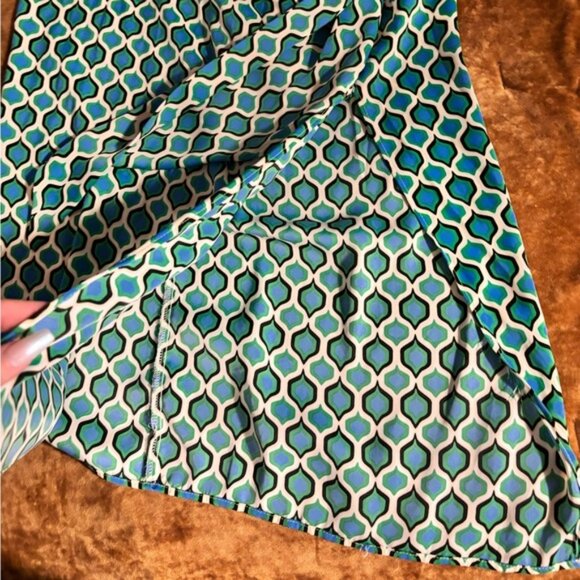 Zara Teal and White Geometric Midi Skirt - Picture 5 of 7